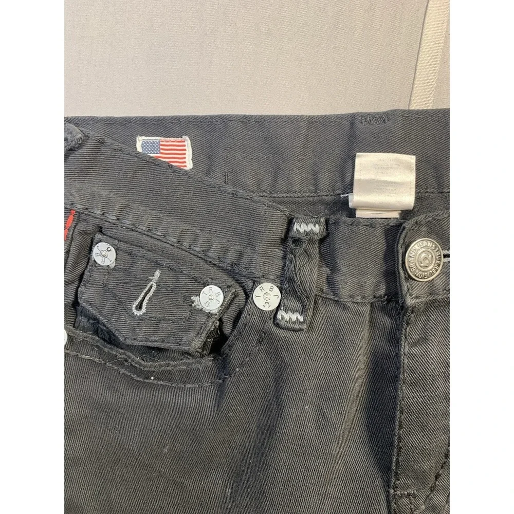 True Religion Jeans Men's 34x32 Black & Red Ricky  Relaxed Straight Denim Pants